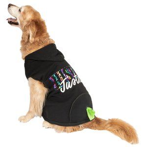 Justice Pet Polyester Printed Fleece Hoodie, Black, Medium